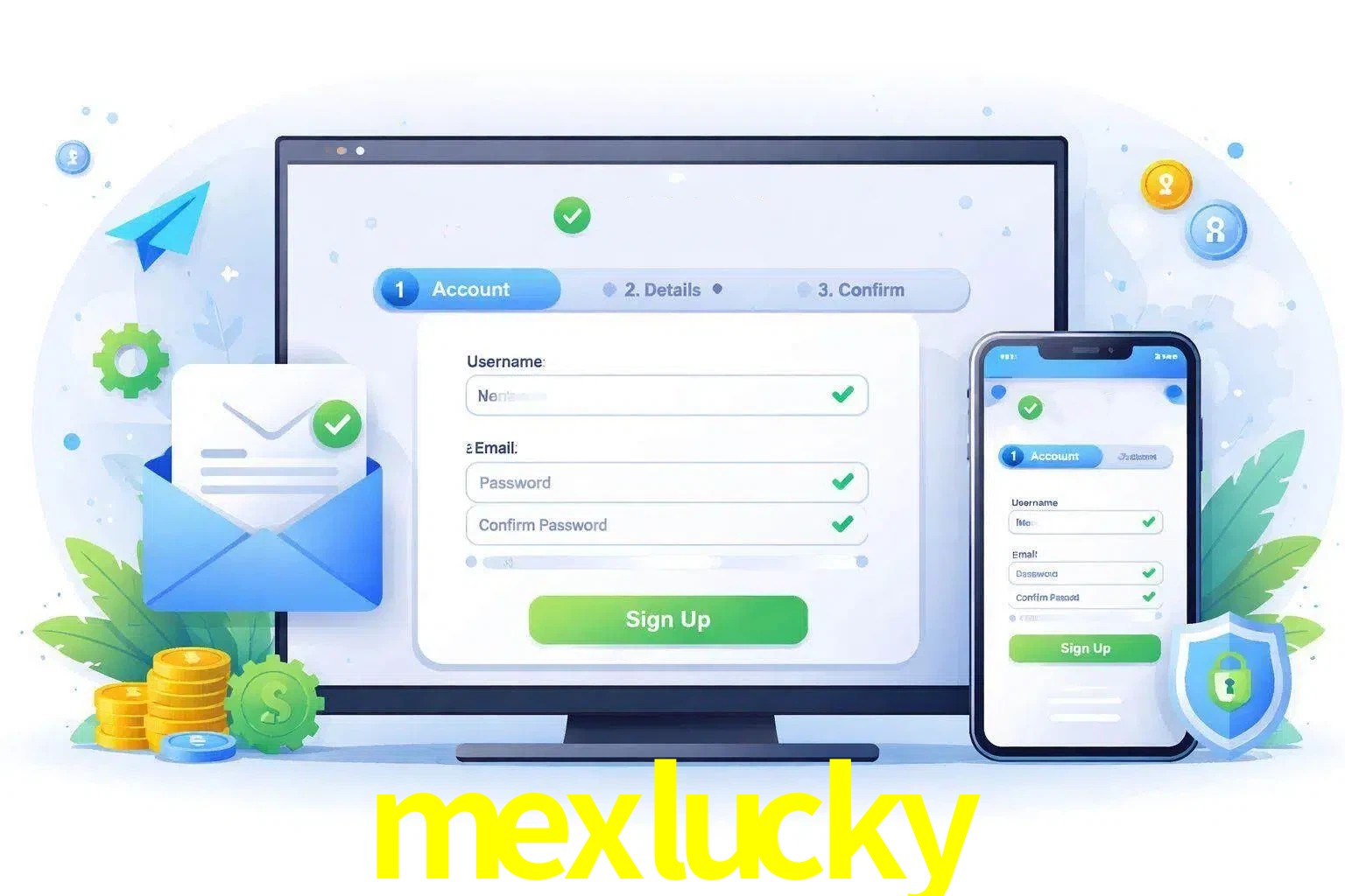 Registro de nuevo usuario y configuración de cuenta mexlucky