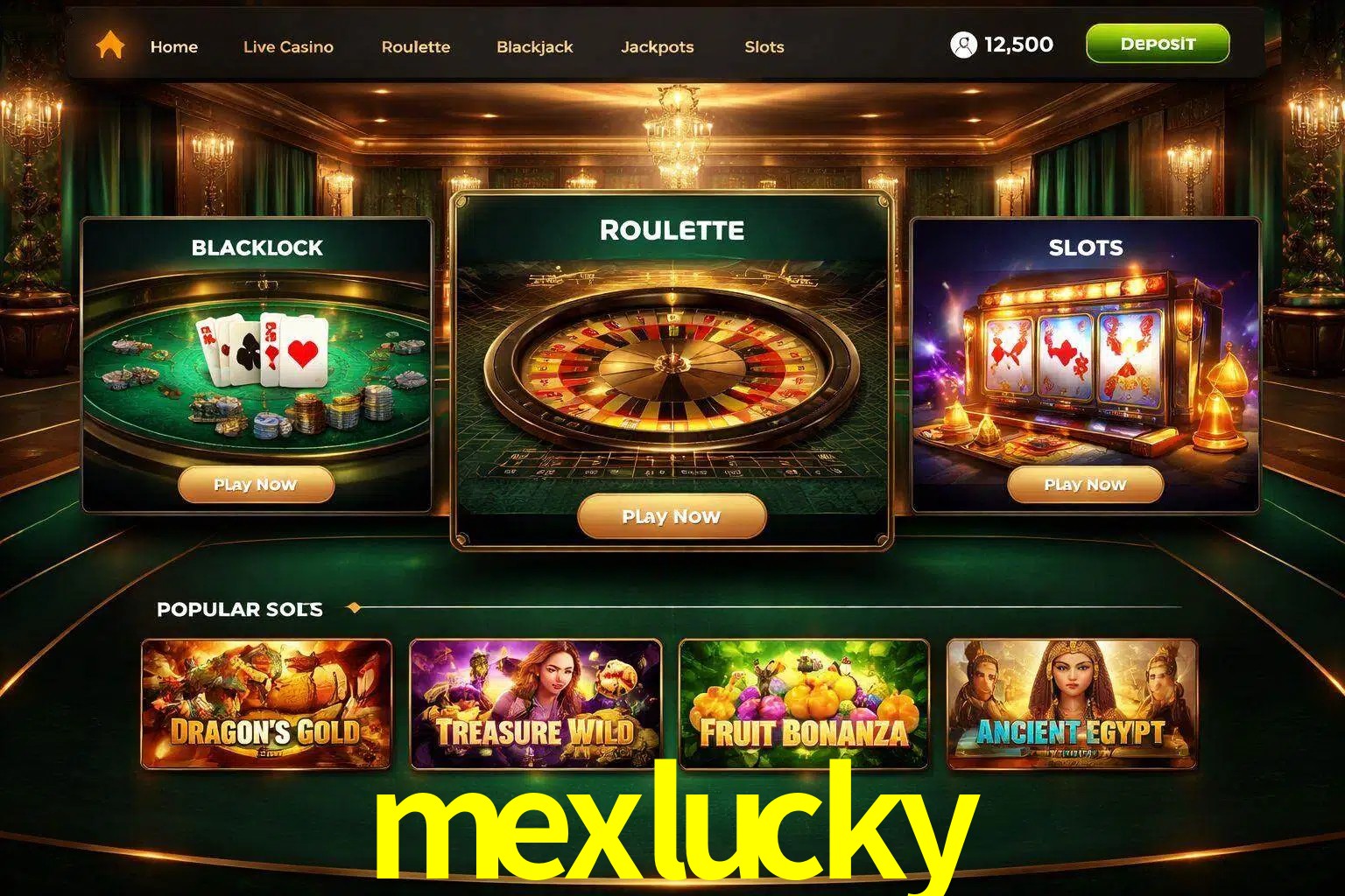 Vista de la plataforma mexlucky Casino mostrando categorías organizadas de juegos en línea